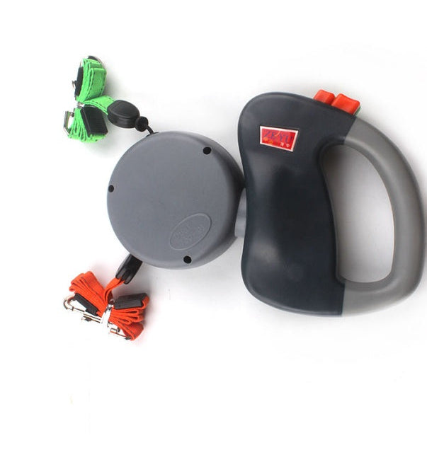 3 meters infällbart, dubbelt hundkoppel. Flexi-koppel i 3 olika färger.