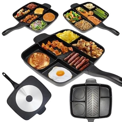 Multifunktionell Grillpanna MasterPan, med 5 olika fack, non-stick för roligare matlagning!