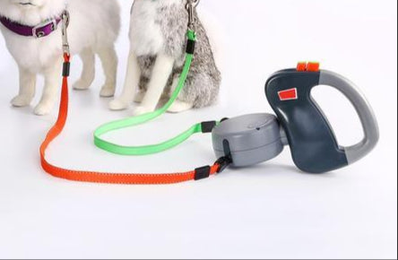 3 meters infällbart, dubbelt hundkoppel. Flexi-koppel i 3 olika färger.