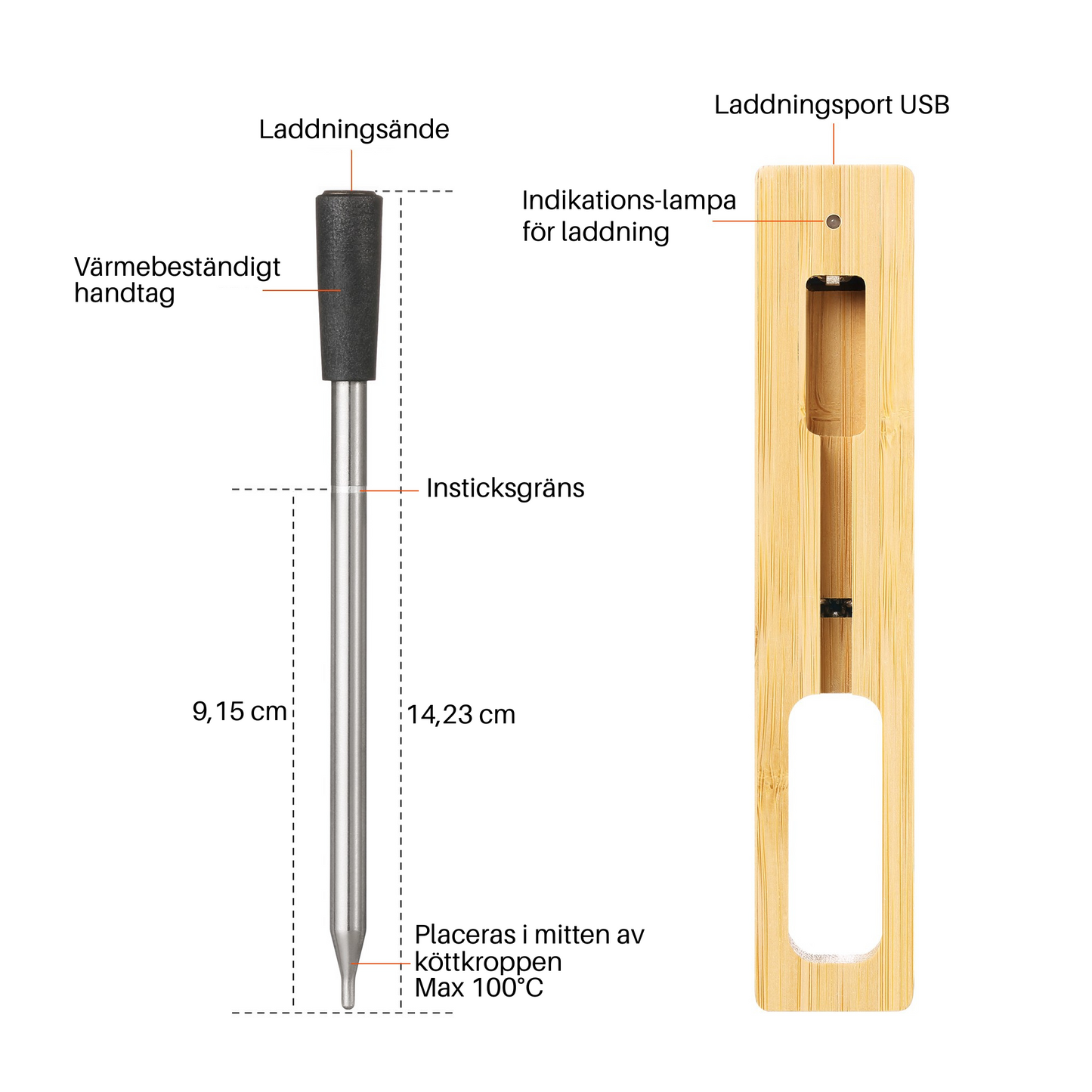 PROBE Trådlös Bluetooth Grill Termometer BBQ