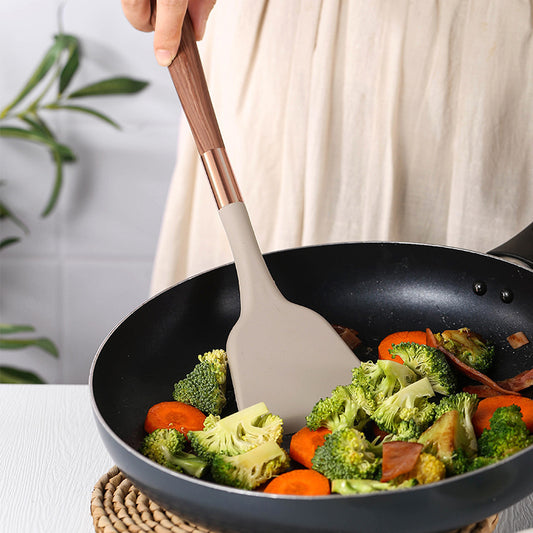 9-delat set med handtag i massivt trä, silikon + redskapshink