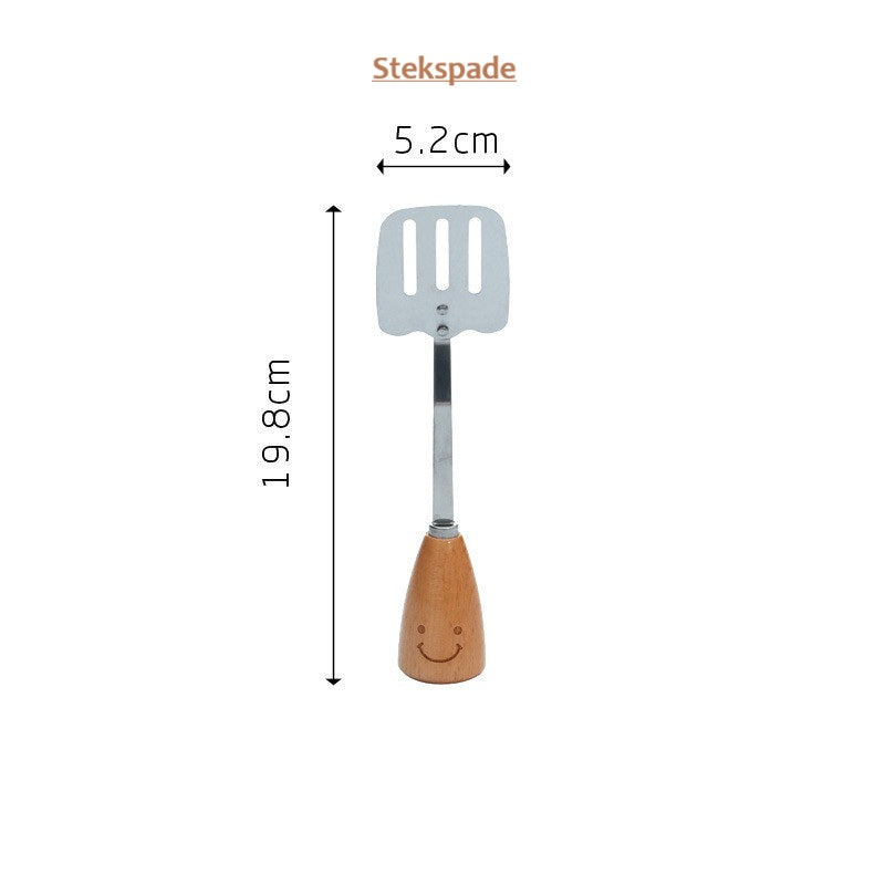 12-delars set med Köksredskap SMILEY med handtag i bokträ + rostfritt stål. Även styckvis försäljning!