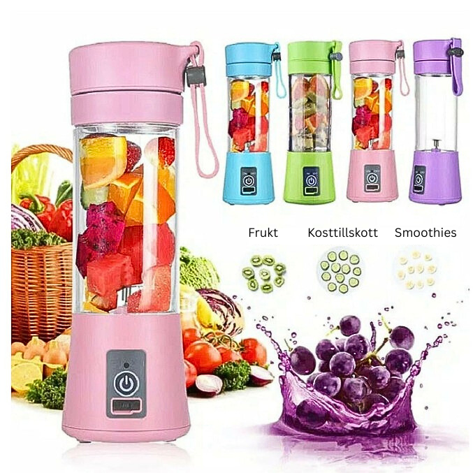 Smoothie-Mixer! Portabel, elektronisk mixer med USB-laddare: För frukt, bär och kosttillskott. 380 ml
